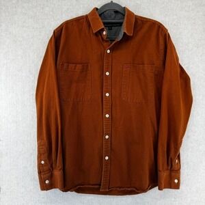Impatient Wolves Mens Small Rust Orange Textured Cotton Button Down Shirt